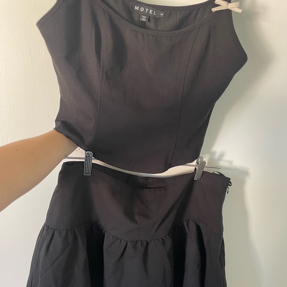 Motel Rocks Black Mini skirt and top set